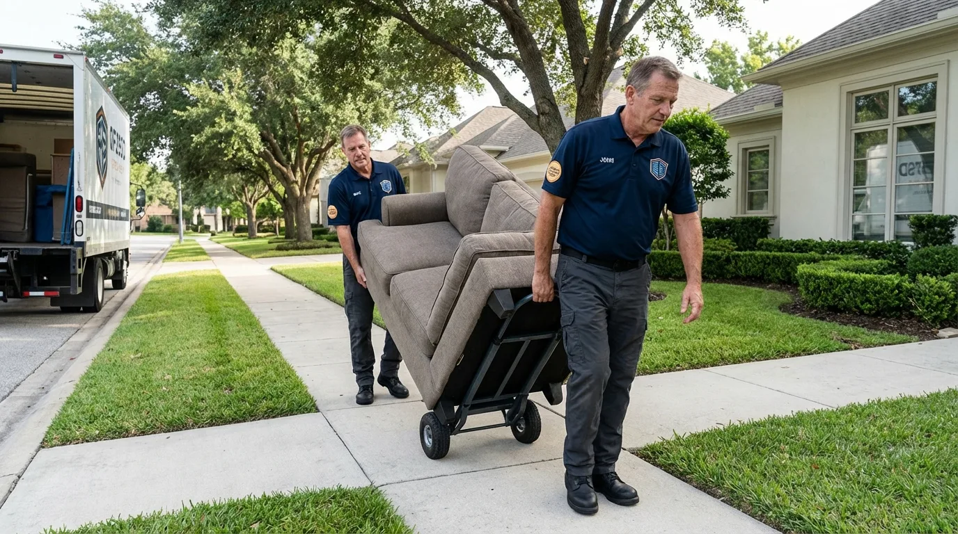 Local residential moving crew loading furniture in Redding, CA